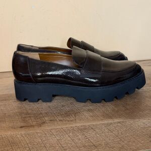 Franco Sarto Brindy Women’s Loafers Brown Patent Chunky Lug Sole Size 11M shoes